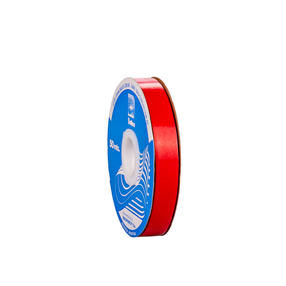 CINTA MOÑOS LISA 12MM ROLLO ROJO *50MTS