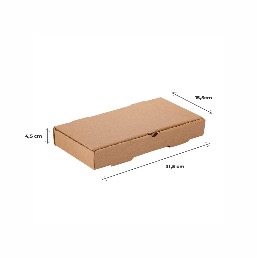 CAJA PIZZA MICRO MARRON/MARRON 1/2 PIZZA (15.5*31.5*4.5CM) *100UNID