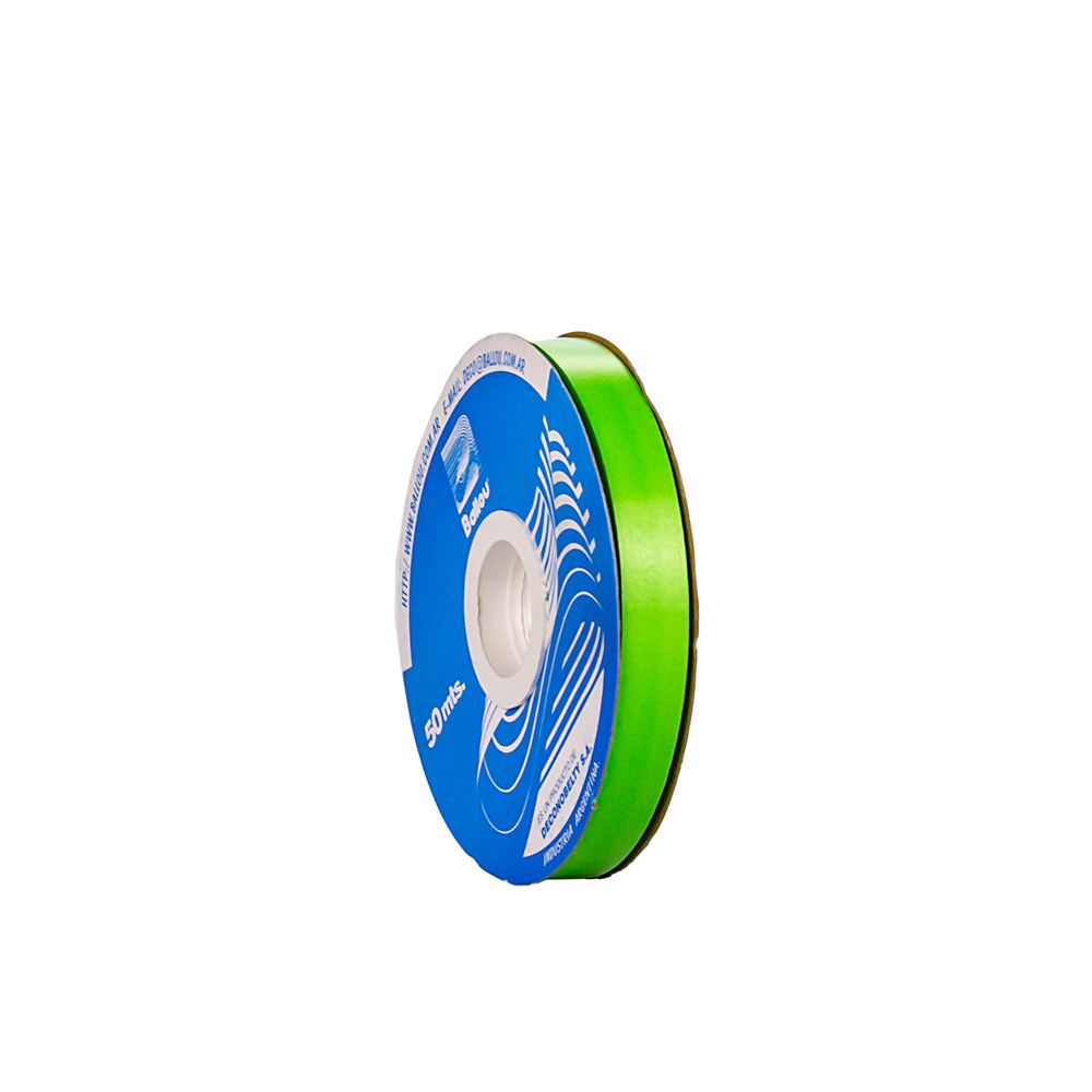 CINTA MOÑOS LISA 12MM ROLLO VERDE MANZANA *50MTS