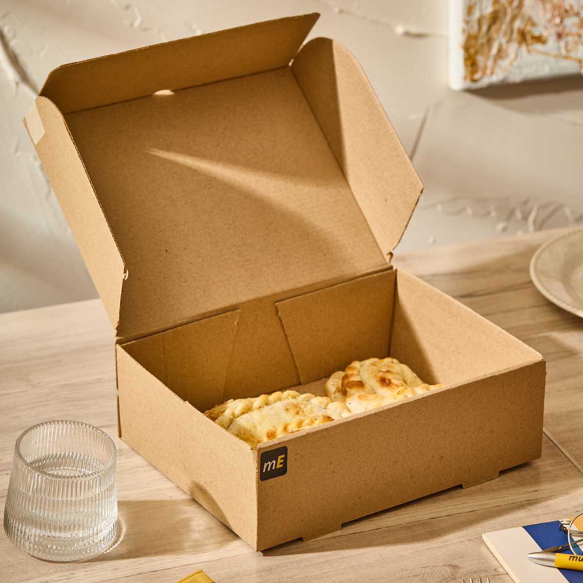 CAJA MICRO CARTON MARRON/MARRON (19*24*8CM) (1/2 DOC.EMPANADAS ESPECIAL) *100UNID.