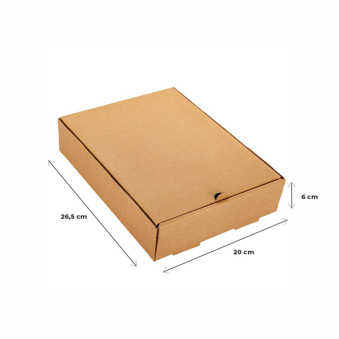 CAJA MICRO CARTON MARRON/MARRON (20*26.5*6CM) (1 DOC. EMPANADAS) *100UNID.