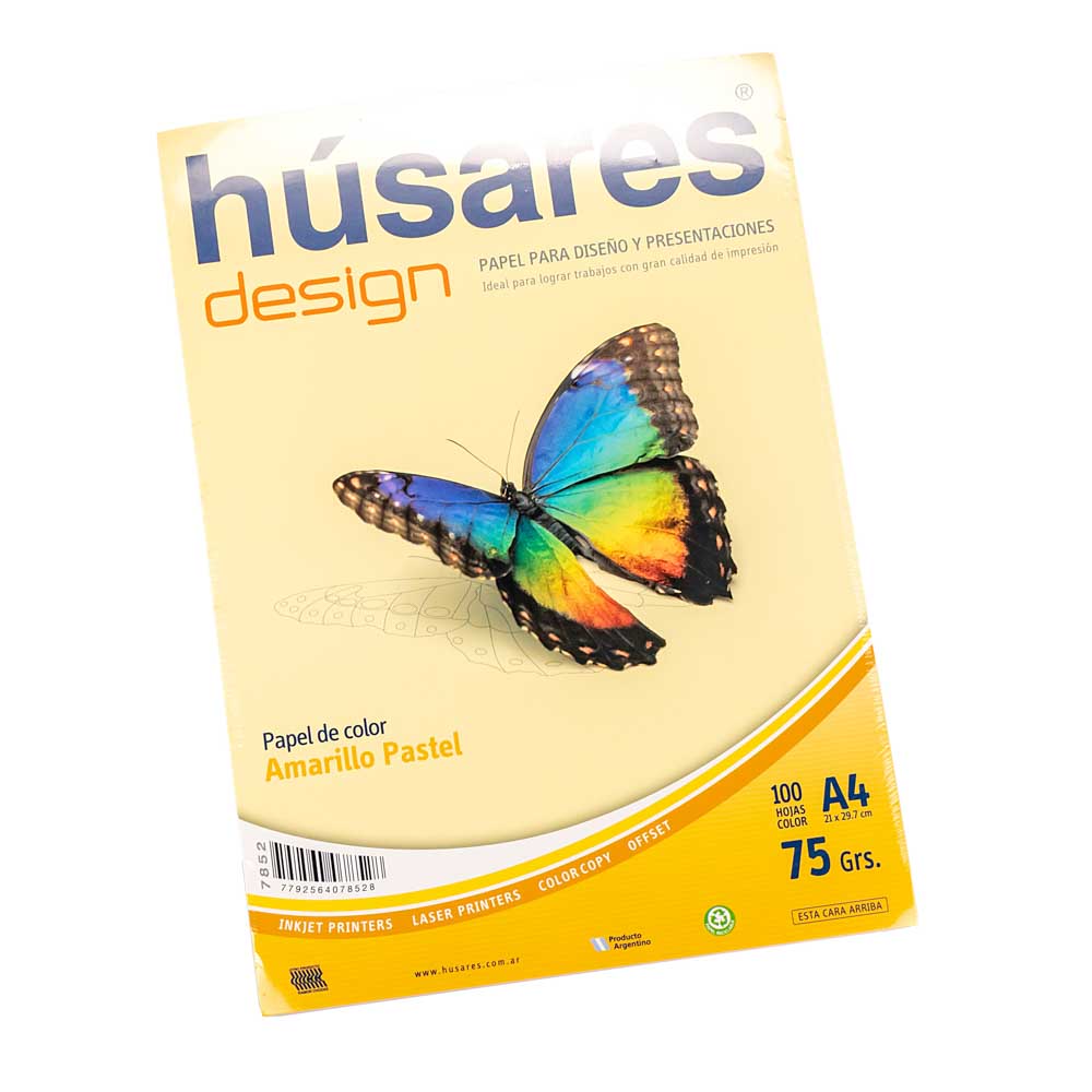 RESMA IMPRESORA.A4 COLOR HUSARES AMARILLO PASTEL 75GRS (21*29.7CM) *100HJS