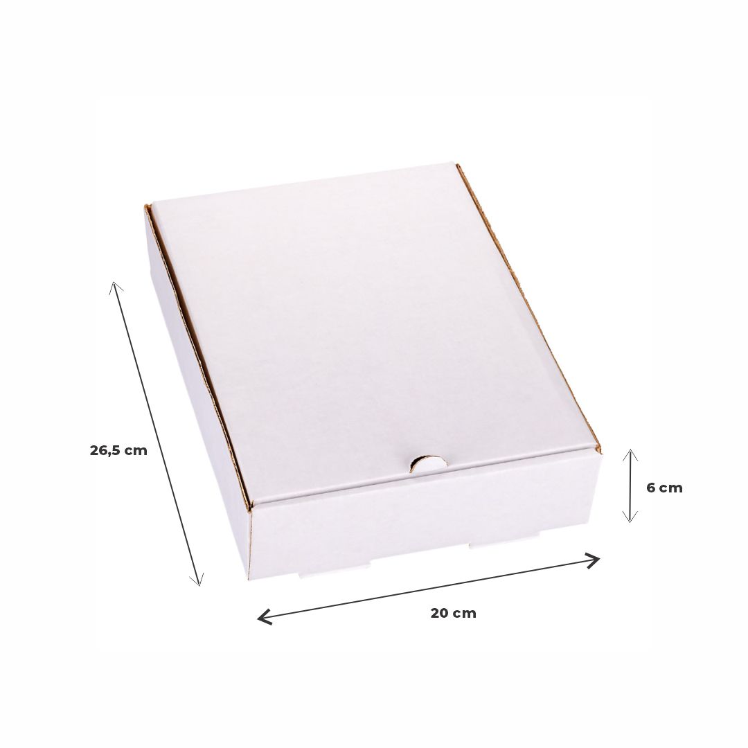 CAJA MICRO CARTON BLANCO/MARRON (20*26.5*6CM) (1 DOC. EMPANADAS) *100UNID.