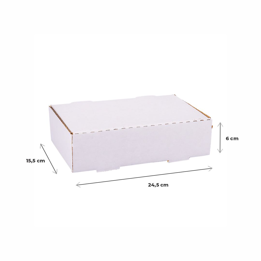 CAJA MICRO CARTON BLANCO/MARRON (15.5*24.5*6CM) (1/2 DOC. EMPANADAS ECO) *100UNID.