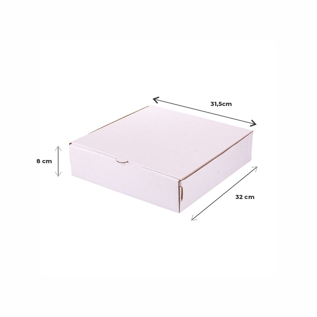 CAJA PIZZA MICRO BLANCO/MARRON.DOBLE PIZZA (31.5*32*8CM) *100UNID