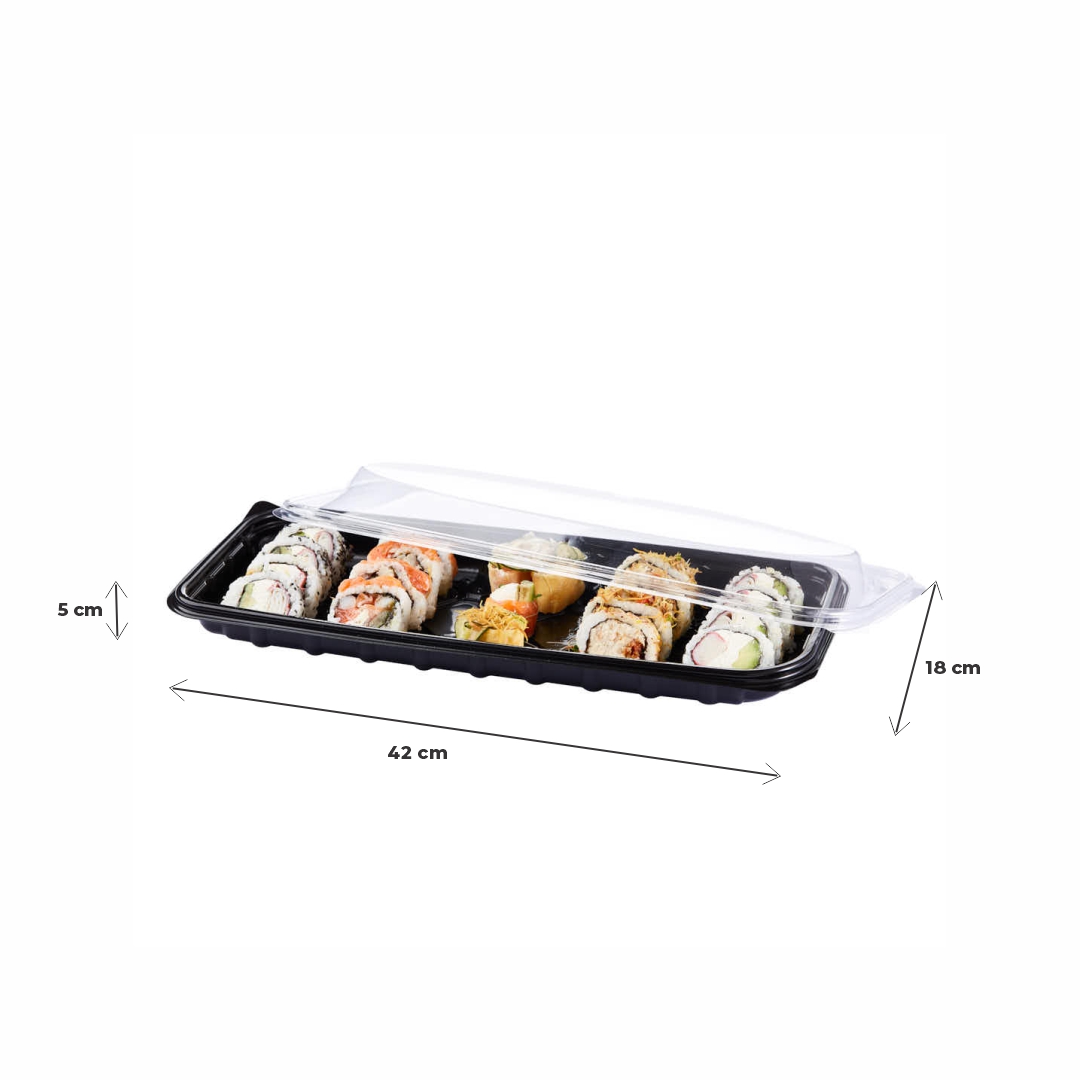 BANDEJA MICRO BANDEX NEGRA COSTILLA C/TAPA PP (18*42*5CM) (106501BYTL) *50UNID
