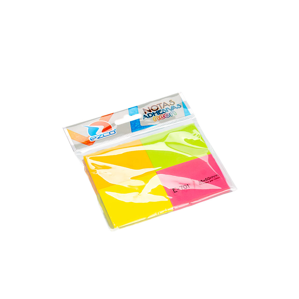 NOTAS ADHESIVAS EZCO NEON SURTIDO 38*50MM (E-701) *4*50HOJAS
