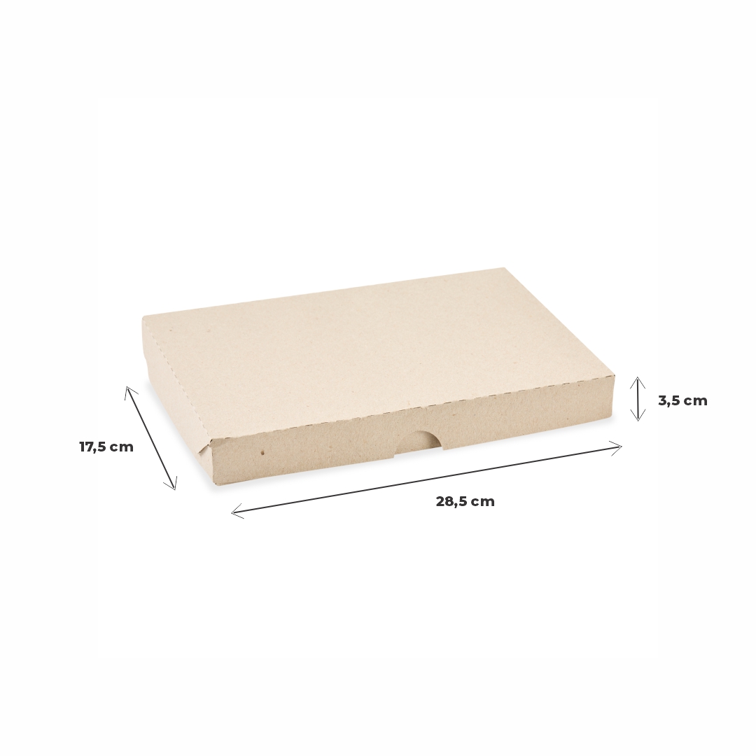 CAJA RAVIOLES CARTON GRIS (2 PLANCHAS) (17.5*28.5*3.5CM) *100UNID
