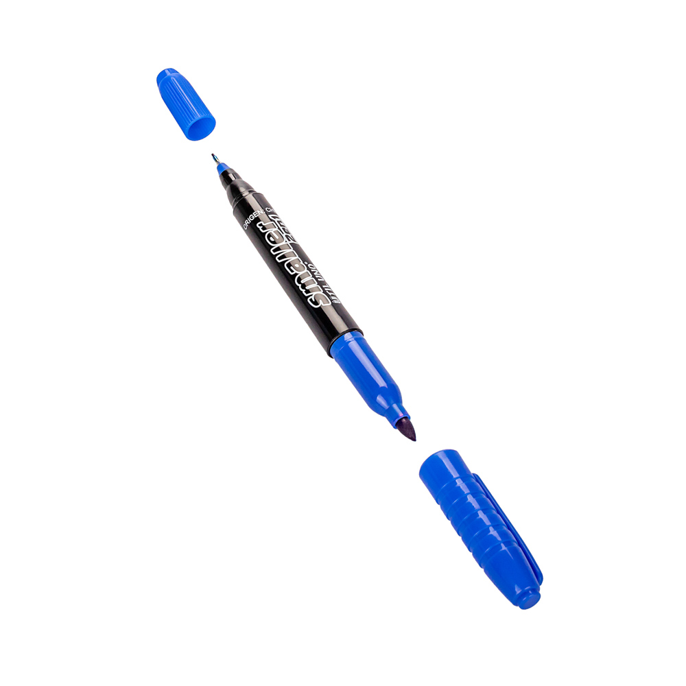 MARCADOR PUNTA DOBLE UTIL UNO SMALLER PERMANENTE (2 EN 1) AZUL *UNID