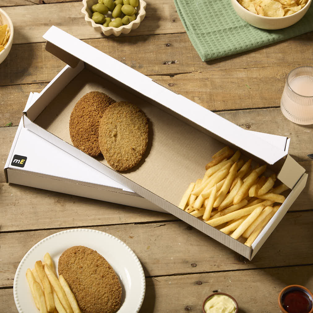 CAJA MICRO CARTON BLANCO/MARRON (15*45*4CM) (MILANESA) *100UNID