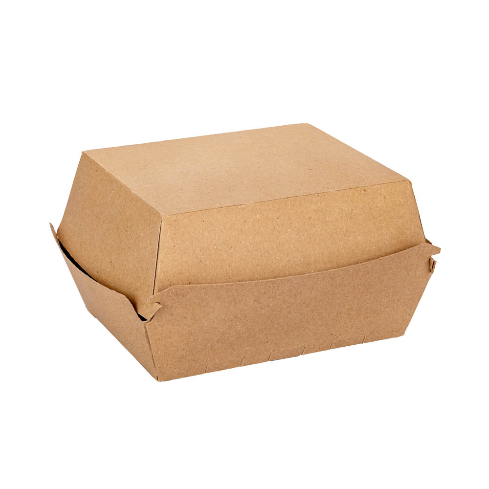 CAJA DELIVERY BIOHZ HAMBURGUESA MARRON.MEGA DOBLE (12.7*11.4*8.7CM) *130UNID.