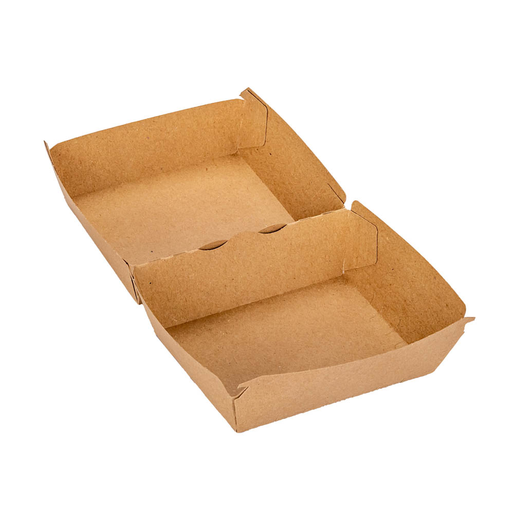 CAJA DELIVERY BIOHZ HAMBURGUESA MARRON.MEGA DOBLE (12.7*11.4*8.7CM) *130UNID.