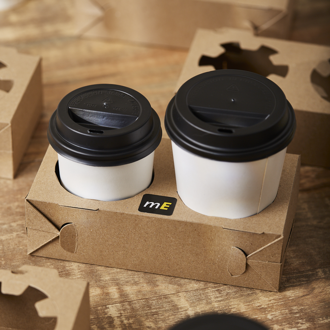 PORTAVASOS BASE CARTON PARA 2 VASOS BIOHZ (18.2*9.2*5.3CM) *400UNID