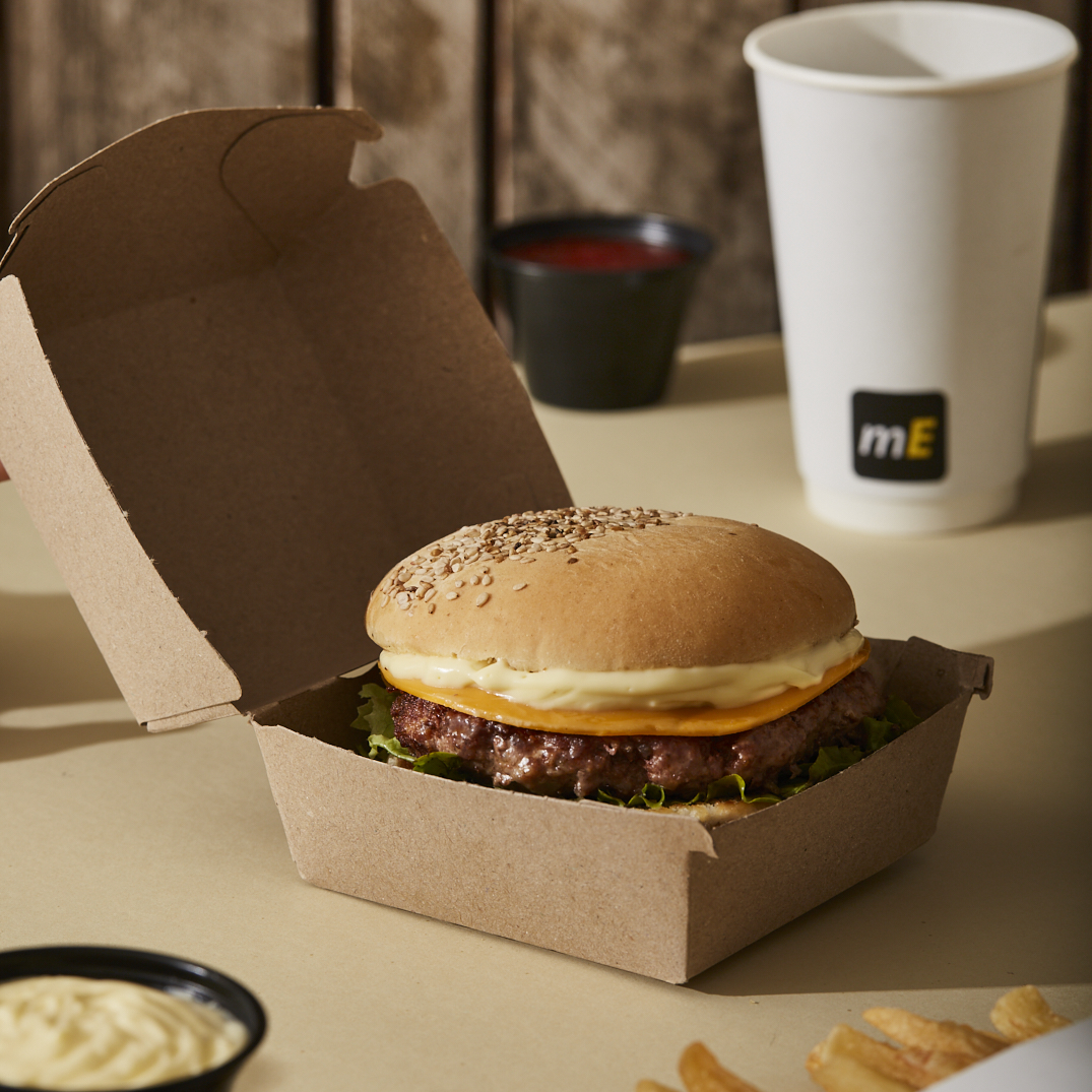 CAJA DELIVERY BIOHZ HAMBURGUESA MARRON.MEDIANA (9.3*8.4*7CM) *120UNID.