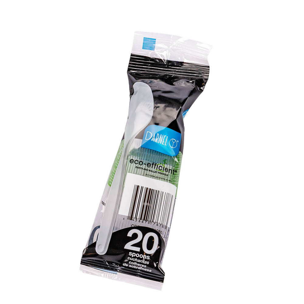 CUCHARA PLASTICA SUNDAE CRISTAL REFORZADA BISTROT (DARNEL) BLISTER *20UNID.