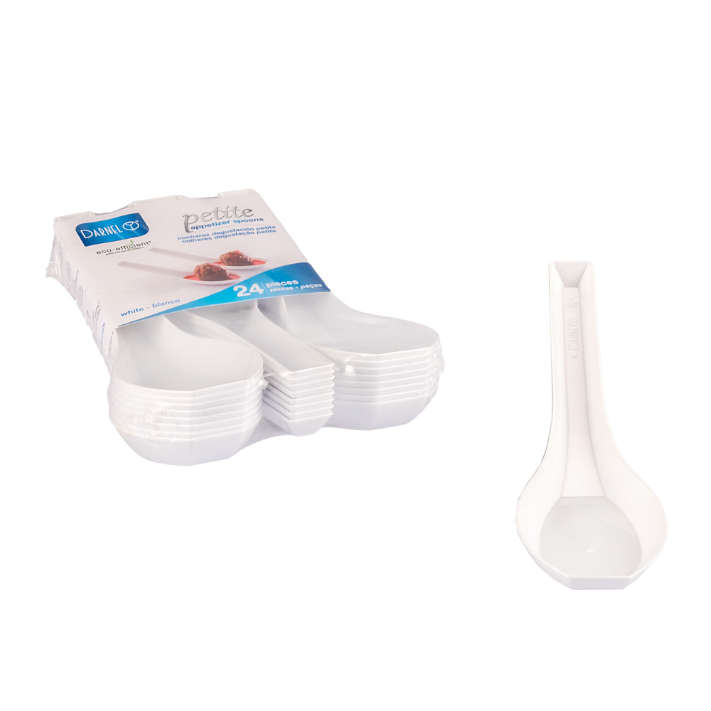 CUCHARA PETITE DEGUSTACION PLASTICA BLANCA BLISTER *24UNID.