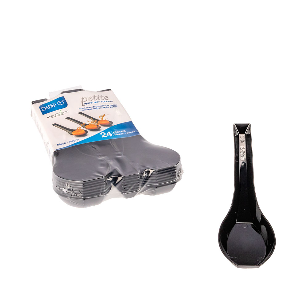 CUCHARA PETITE DEGUSTACION PLASTICA NEGRA BLISTER *24UNID.