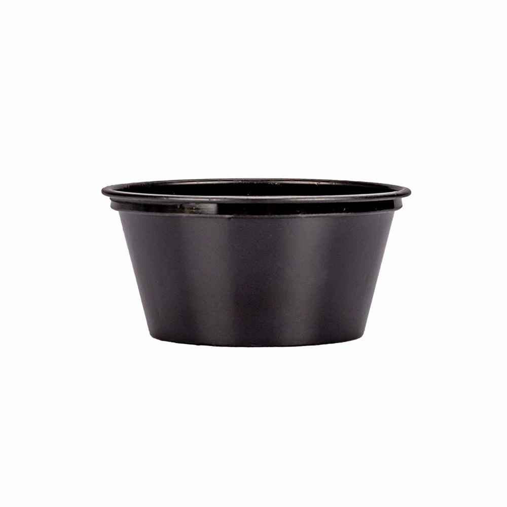 POTE SOUFFLE PLASTICO NEGRO 2OZ PAQ.*100UNID