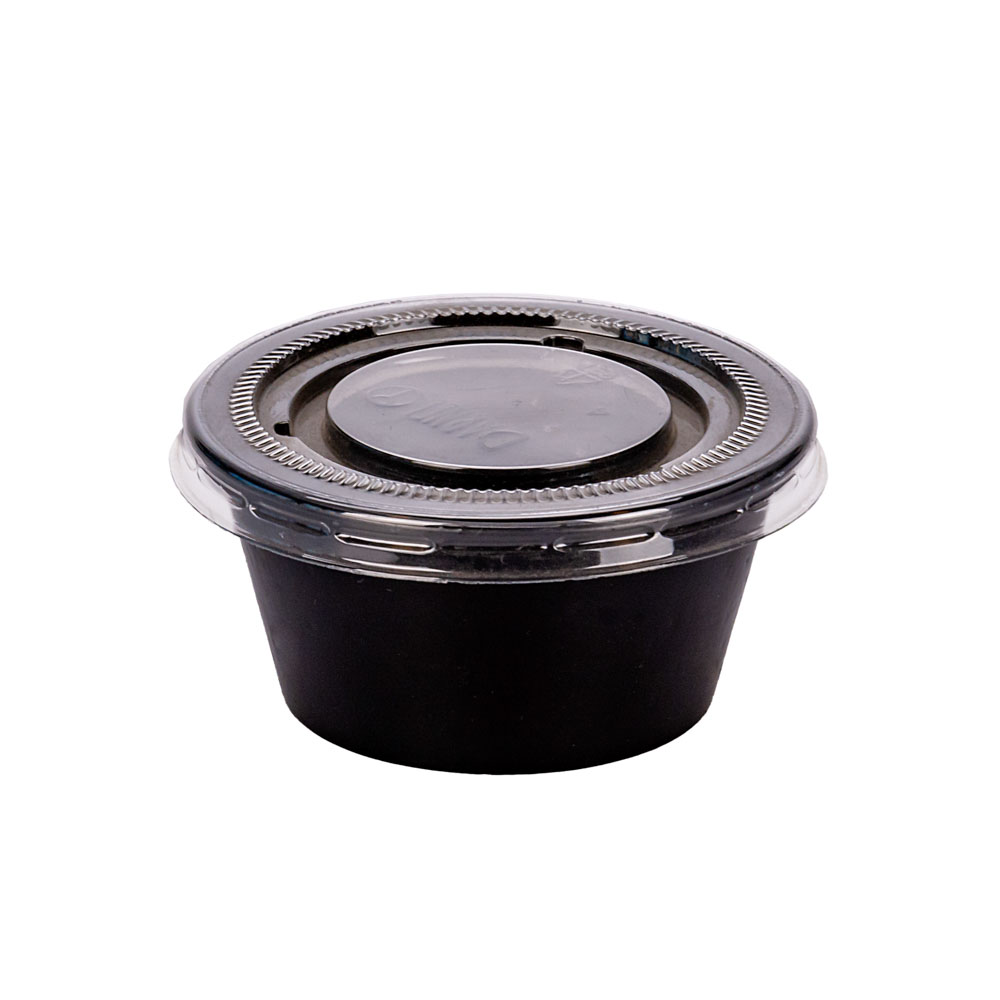 POTE SOUFFLE PLASTICO NEGRO 2OZ PAQ.*100UNID