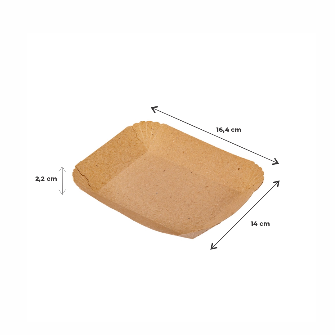 BANDEJA CARTON RECTANGULAR KRAFT Nº1 (14*16.4*2.2CM) BIOHZ *400UNID