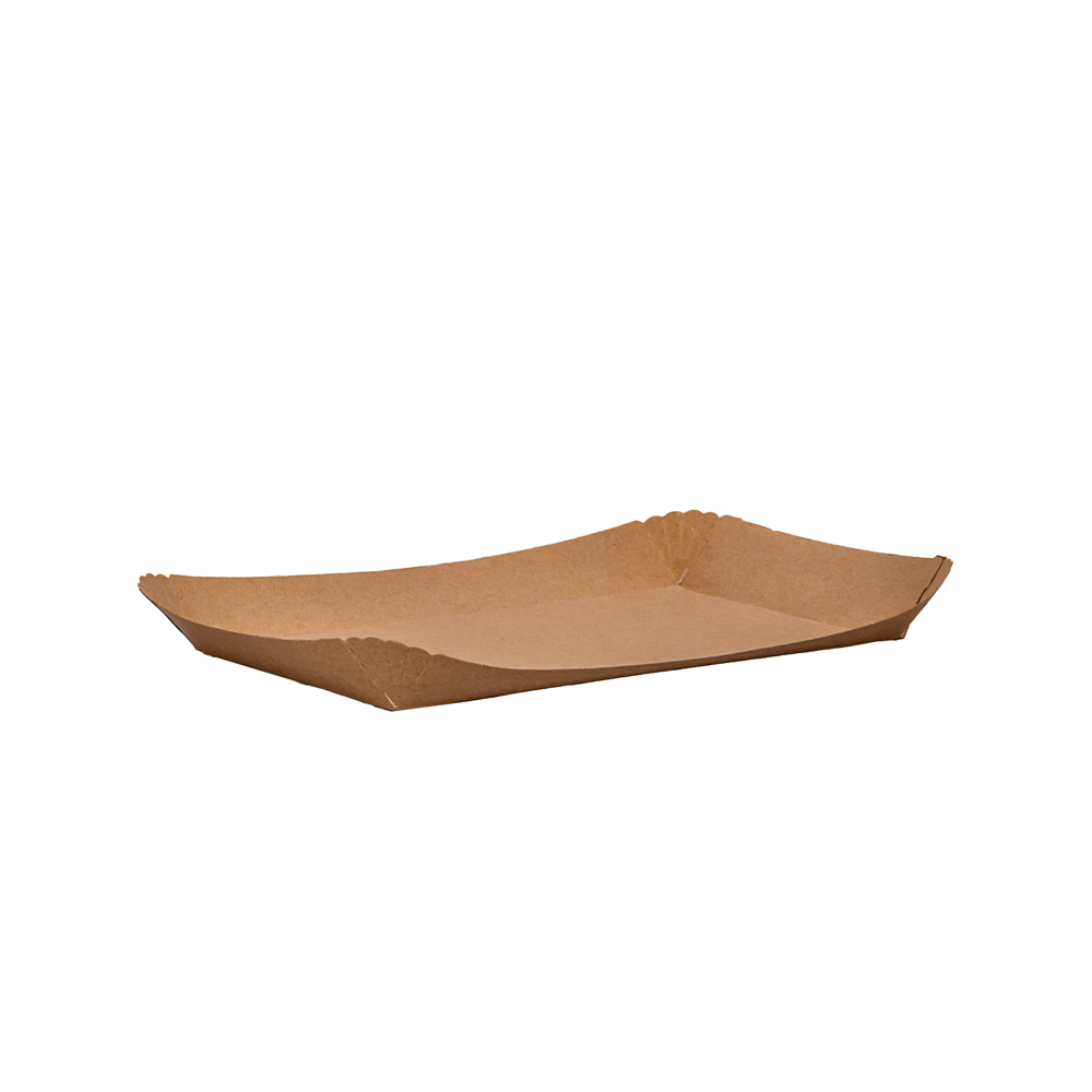 BANDEJA CARTON RECTANGULAR KRAFT Nº4 (18.5*23*2.2CM) BIOHZ *600UNID