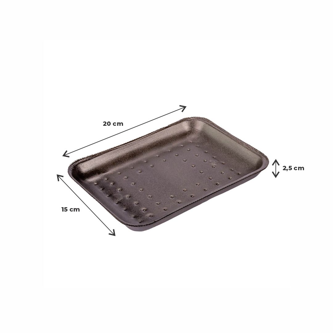 BANDEJA EXPANDIDO NEGRA BANDEX Nº718 ABSORBENTE (15*20*2.5CM) *100UNID