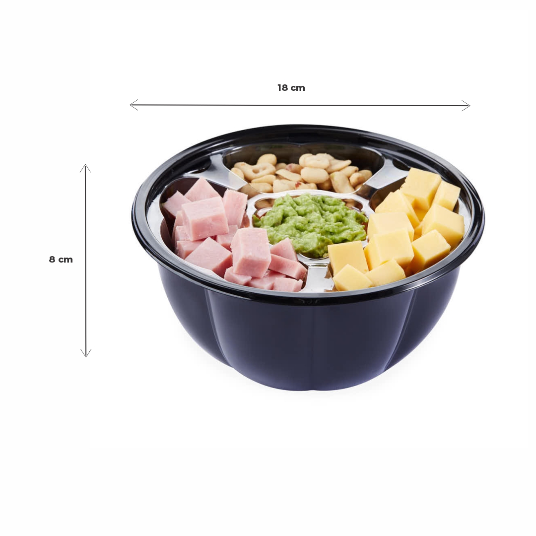 ENSALADERA REDONDA BANDEX PET NEGRA 900CC (448BN) (17*8CM) *110UNID