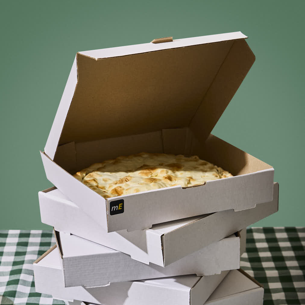 CAJA MICRO CARTON BLANCO/MARRON (28*28*5.3CM) (PASCUALINA) *100UNID.