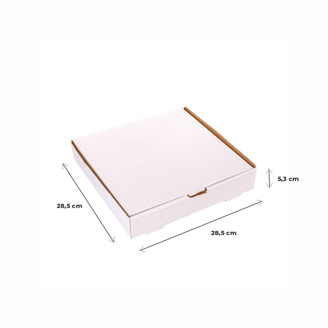 CAJA MICRO CARTON BLANCO/MARRON (28*28*5.3CM) (PASCUALINA) *100UNID.