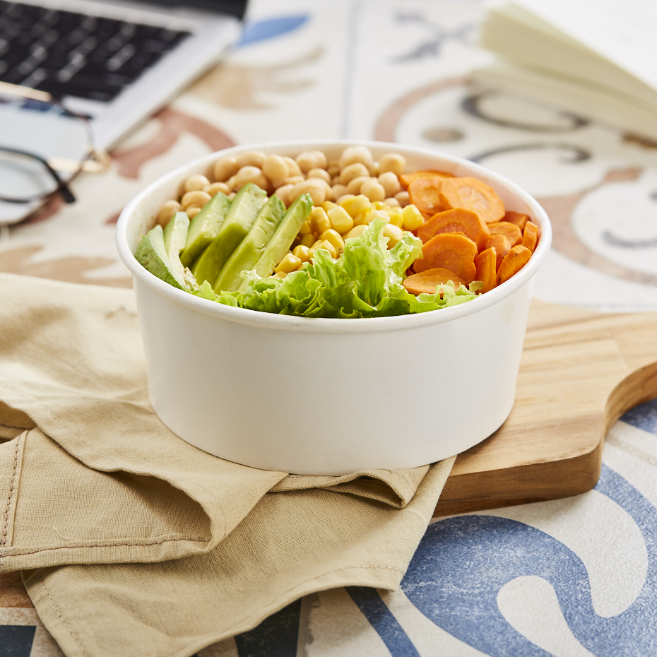 ENSALADERA POLIPAPEL CHICA 25OZ BLANCA *40UNID.