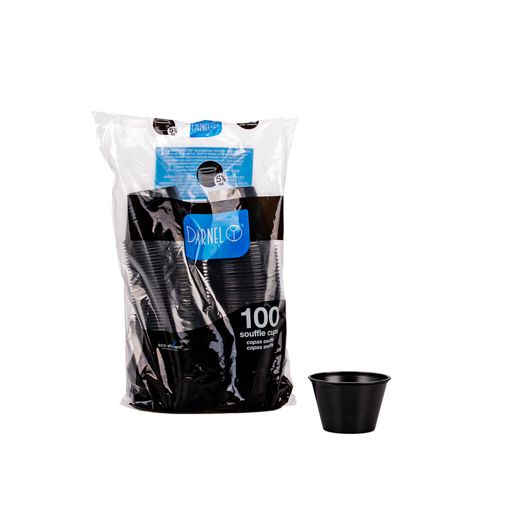 POTE SOUFFLE PLASTICO NEGRO.5.5OZ PAQ.*100UNID