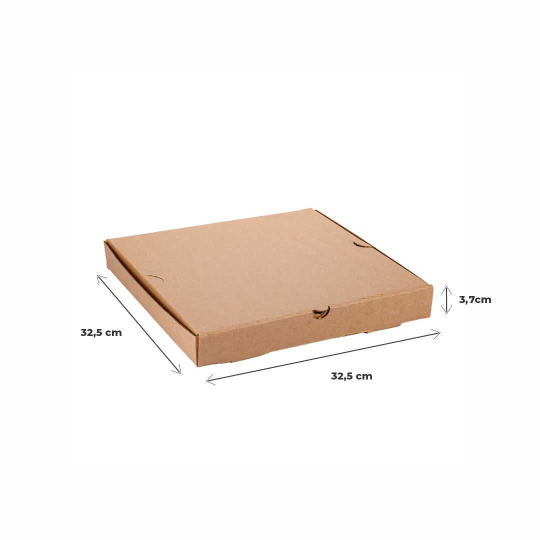 CAJA PIZZA MICRO MARRON/MARRON GRANDE REFORZADA (32.5*32.5*3.7CM) *100UNID (OFERTA)