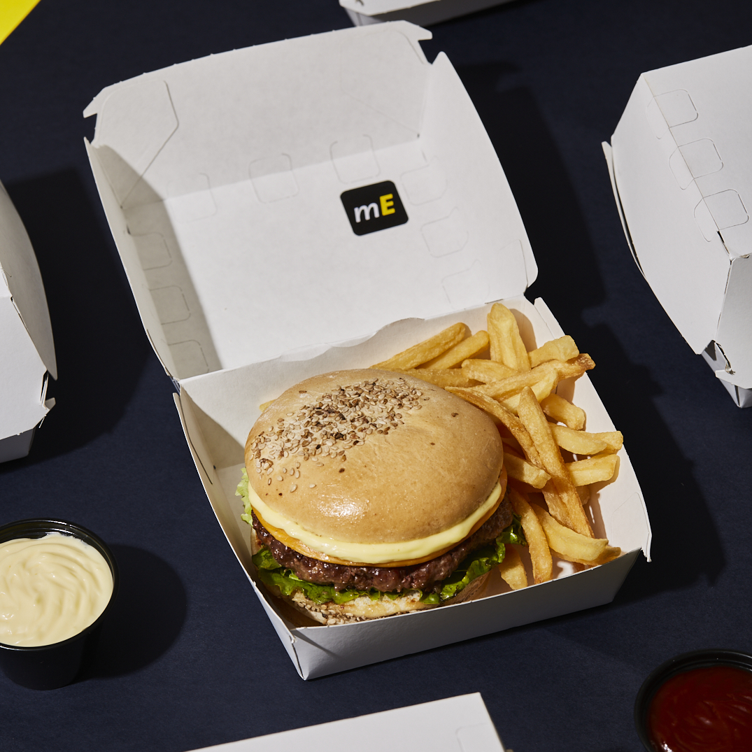 CAJA DELIVERY BIOHZ HAMBURGUESA BLANCA.MEGA DOBLE (12.7*11.4*8.7CM) *130UNID.