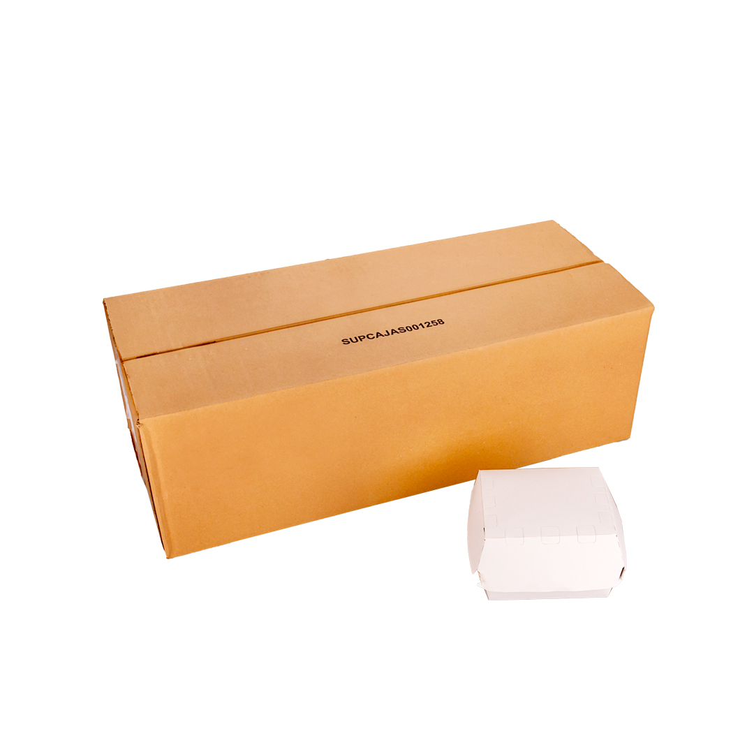 CAJA DELIVERY BIOHZ HAMBURGUESA BLANCA.MEGA DOBLE (12.7*11.4*8.7CM) *130UNID.