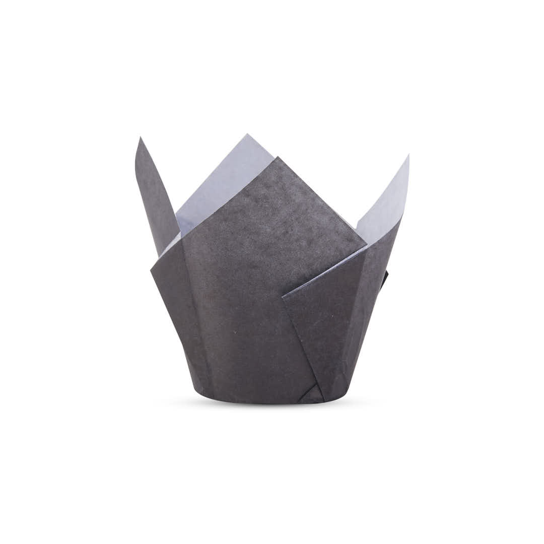 TULIPAS PARA MUFFIN Y CUPCAKE.Nº16 NEGRA LISA PAQ *200UNID