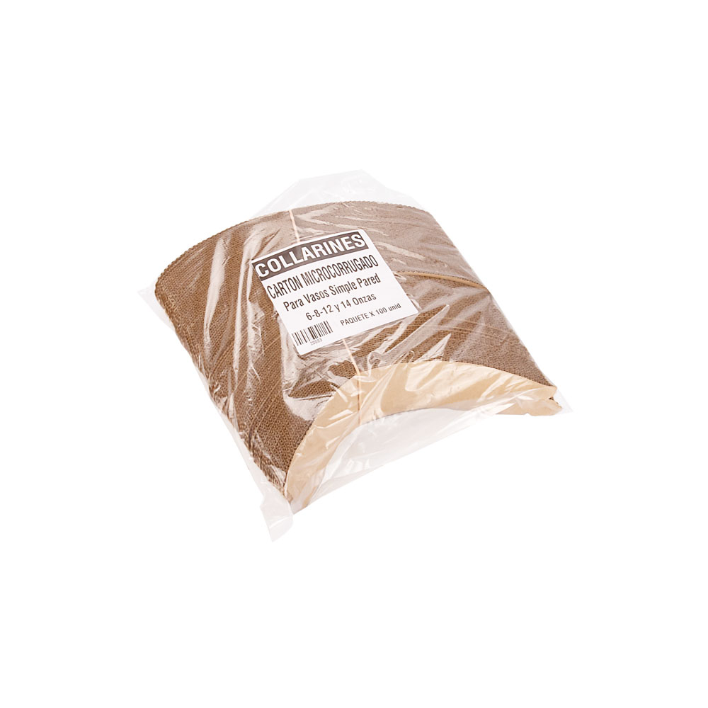 COLLARIN KRAFT LISO CARTON MICRO P/ VASOS S/P 6/8/12/14OZ  (6CM DE ANCHO) mE *100UNID