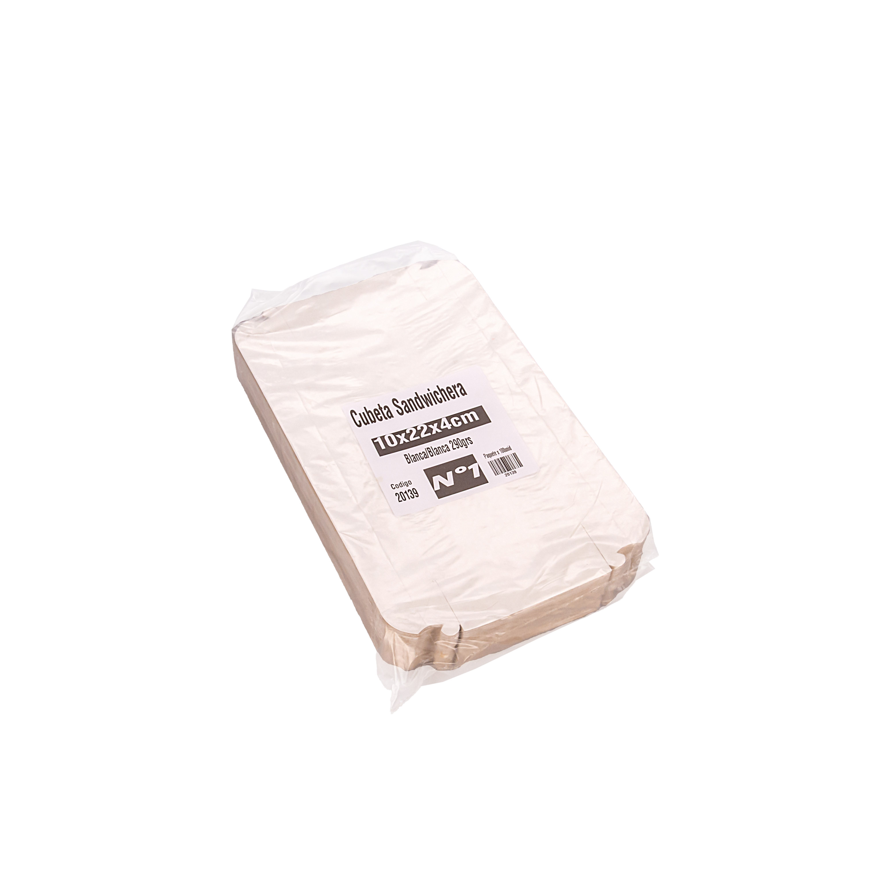 CUBETA SANDWICHERA CARTULINA BLANCA (22*10*4CM) mE *100UNID