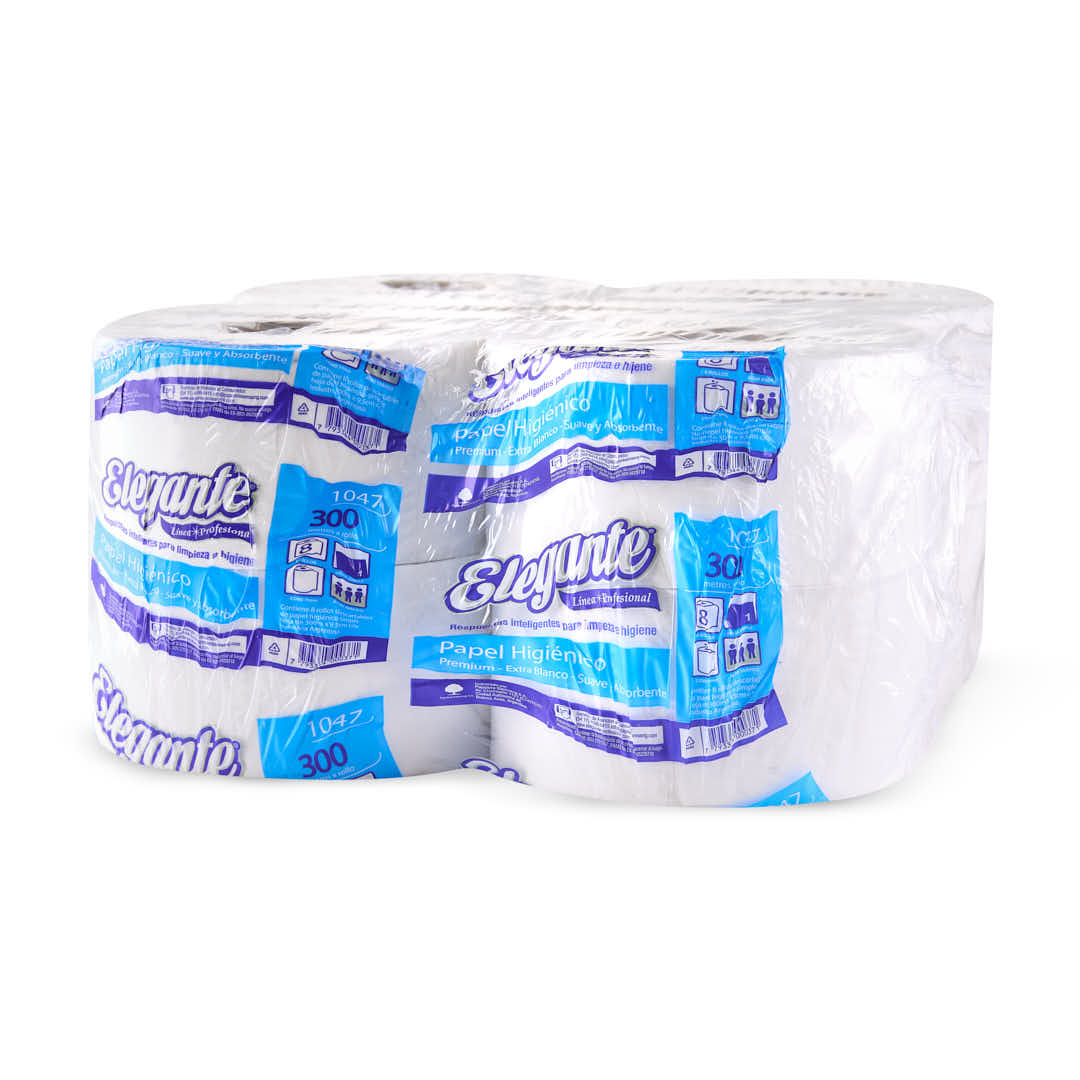 PAPEL HIGIENICO INSTITUCIONAL (8U*300MTS) ELEGANTE CONO GRANDE BLANCO *UNID..
