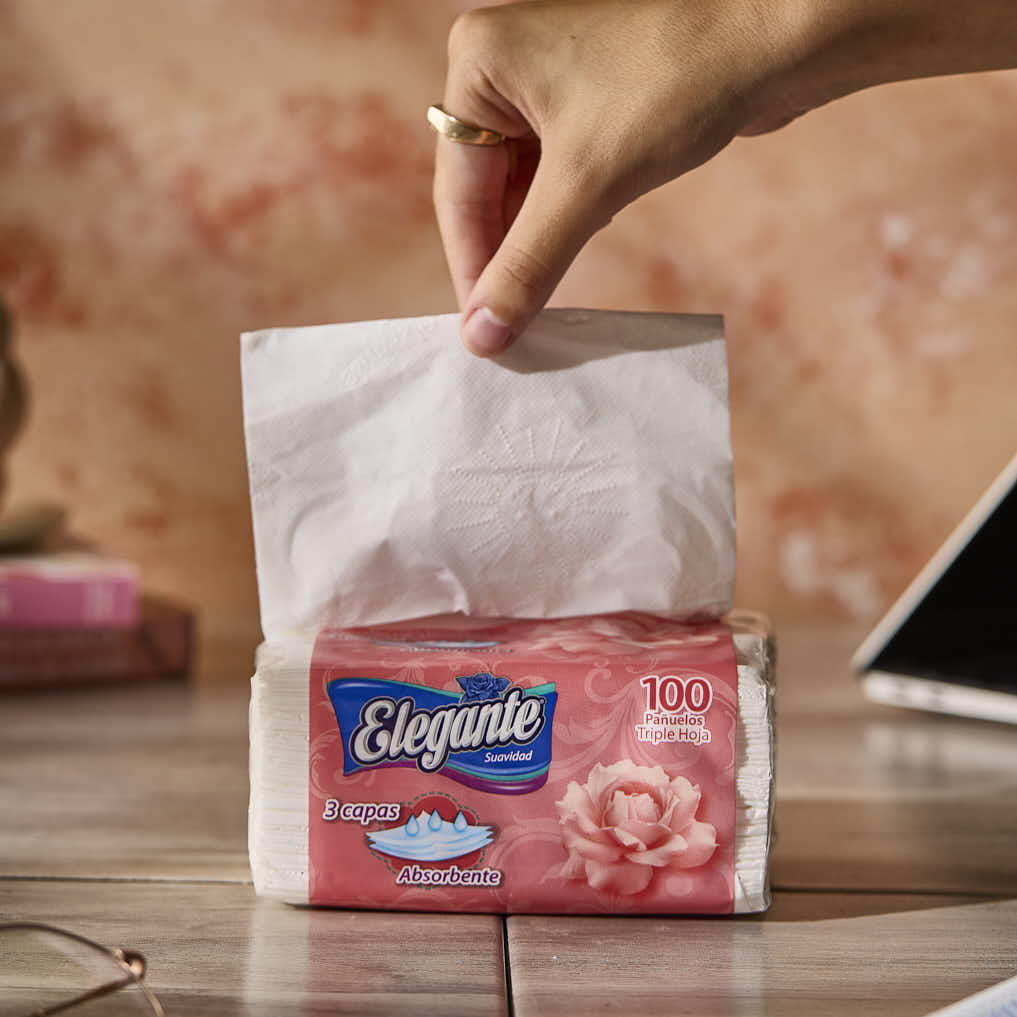 PAÑUELOS ELEGANTE TRIPLE HOJA (13*20CM C/U) PAQ*100UNID