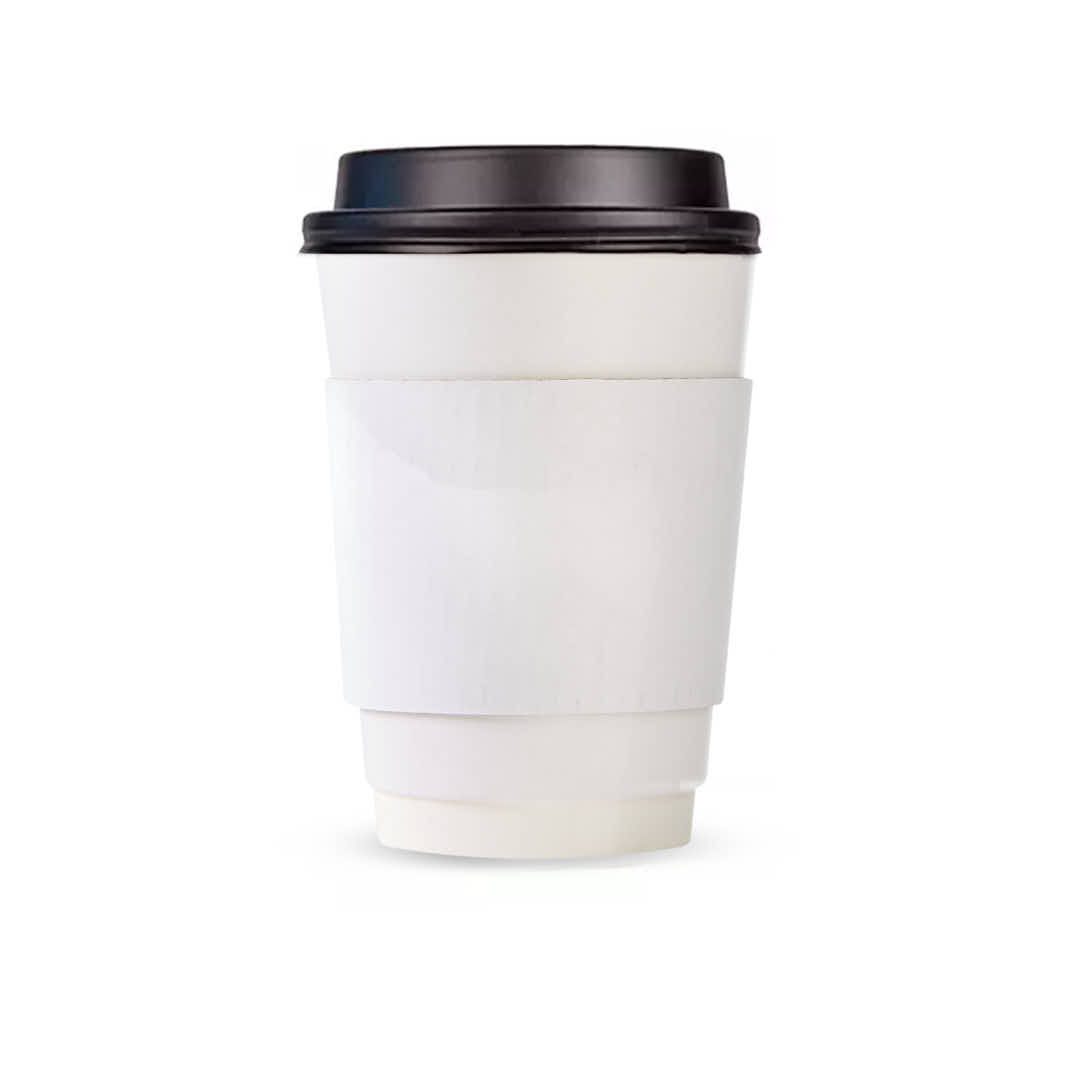 COLLARIN BLANCO LISO CARTON MICRO P/ VASOS S/P 6/8/12/14OZ  (6CM DE ANCHO) mE *100UNID