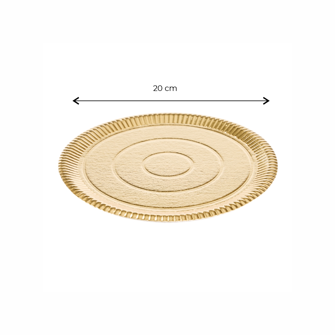 PLATO DORADO CARTON REDONDO 20CM *10UNID