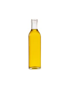 BOTELLA VIDRIO CRISTAL ACEITE 250CC CUADRADA ALTA (SIN TAPA) PACK *20UNID