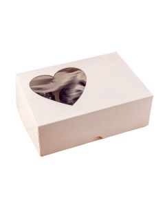 CAJA CARTULINA MEDORO 6 CUPCAKE C/VISOR CORAZON (21*15*8CM) (CCCV001) *10UNID