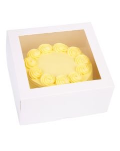 CAJA CARTULINA MEDORO TORTA BLANCA C/VISOR (25*25*10CM) (CTMCV001) *25UNID