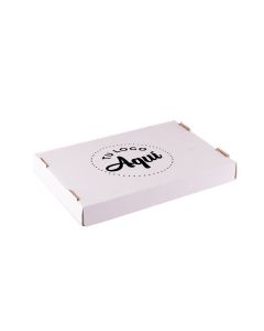 mEP CAJA RAVIOLES CARTON MICRO BLANCO/MARRON PERSONALIZADO  (18.3*26.5*3CM) X UNIDAD