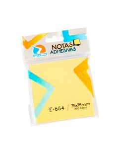 NOTAS ADHESIVAS EZCO AMARILLAS 75*75MM (E-654) *100HJS