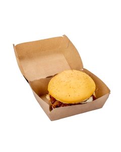 CAJA DELIVERY BIOHZ HAMBURGUESA MARRON.MEGA DOBLE (12.7*11.4*8.7CM) *130UNID.