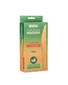 CUCHILLO MADERA DESCARTABLE IBERIA (22MM*16.5CM).*100UNID