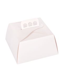 ESTUCHE TORTA CARTULINA BLANCA (21*21*11CM) MEDORO *25UNID