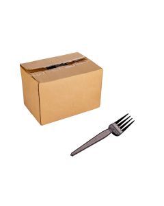 TENEDOR PLASTICO NEGRO (ECO) CAJA *800UNID.